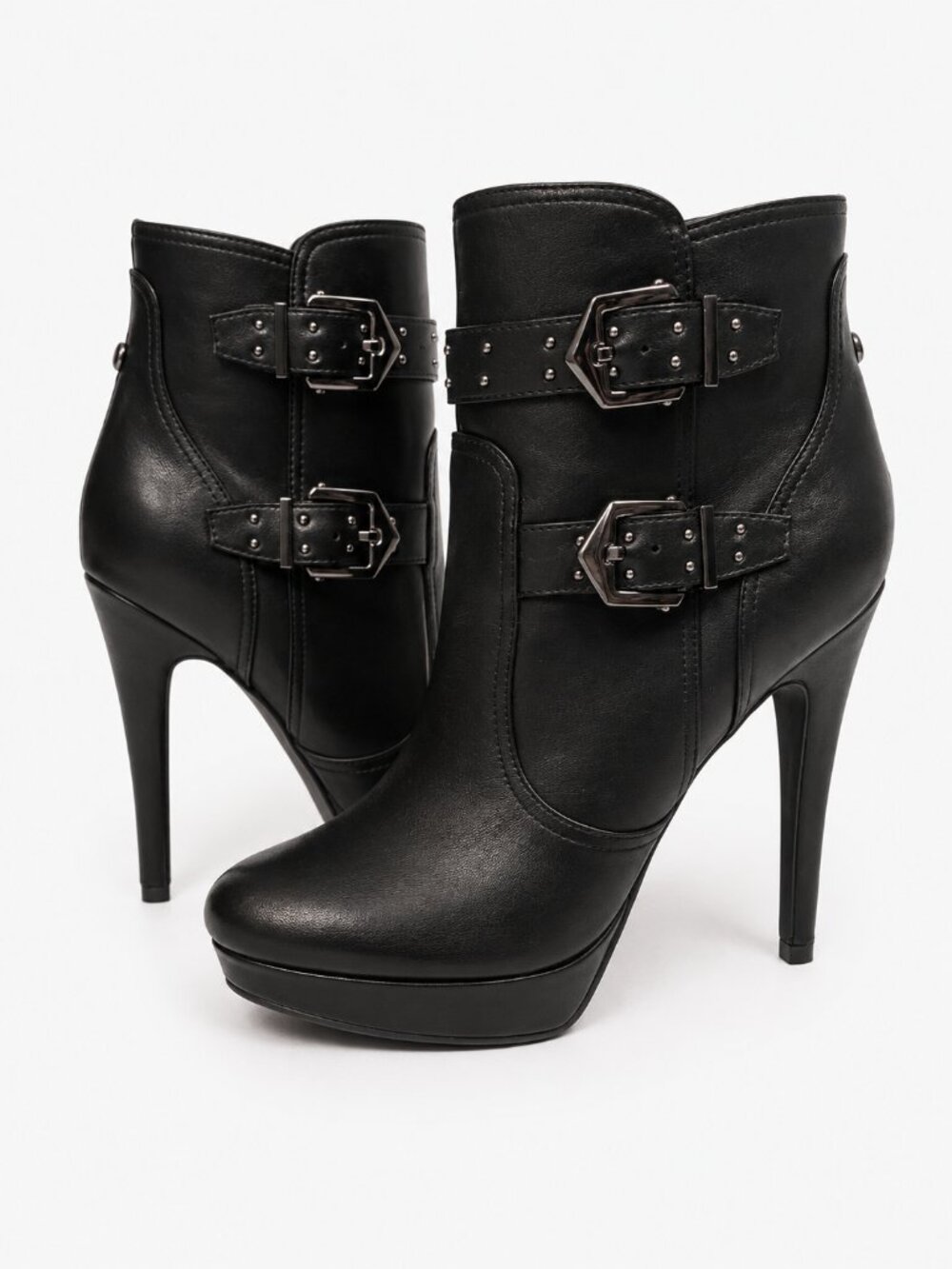 G by GUESS Black Buckle Platform Stiletto Ankle Boots Size 9.5